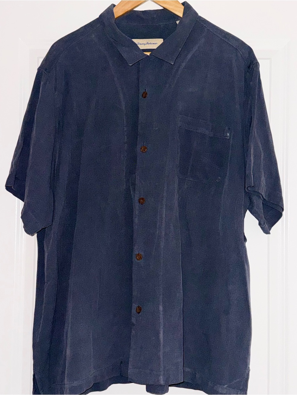 Tommy Bahama Harbor Luxe Men’s XXL Gray 100% Silk Camp Shirt Short Sleeve Resort